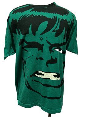 Incredible Hulk All Over Print Mens Big Face 2XL T Shirt Vintage Y2K Marvel
